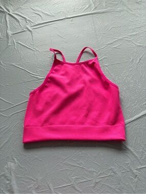 Hot Pink Cropped Halter Tank Top